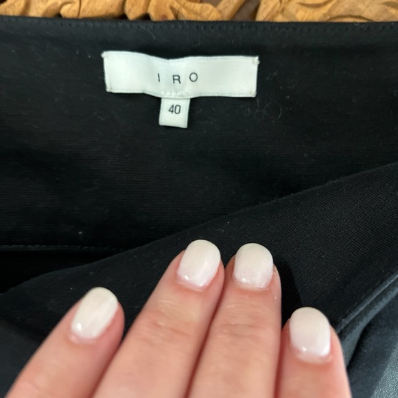 IRO Mini Skirt The Jalie Black BodyCon Leather/Knit Panel Assym Front SZ: M/40 - Picture 7 of 11